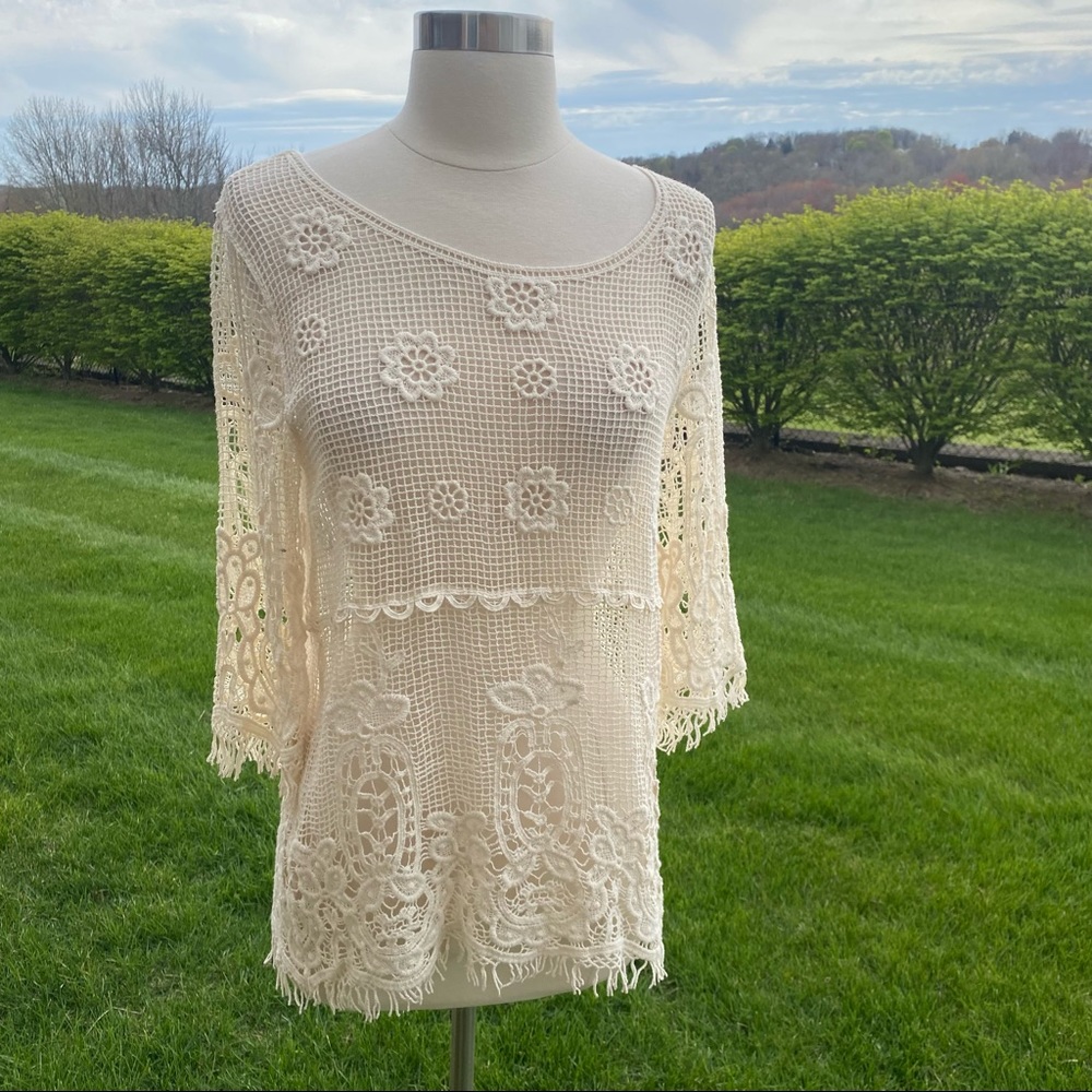 Phase One | Boho Crochet Overlay Top - Picture 2 of 14